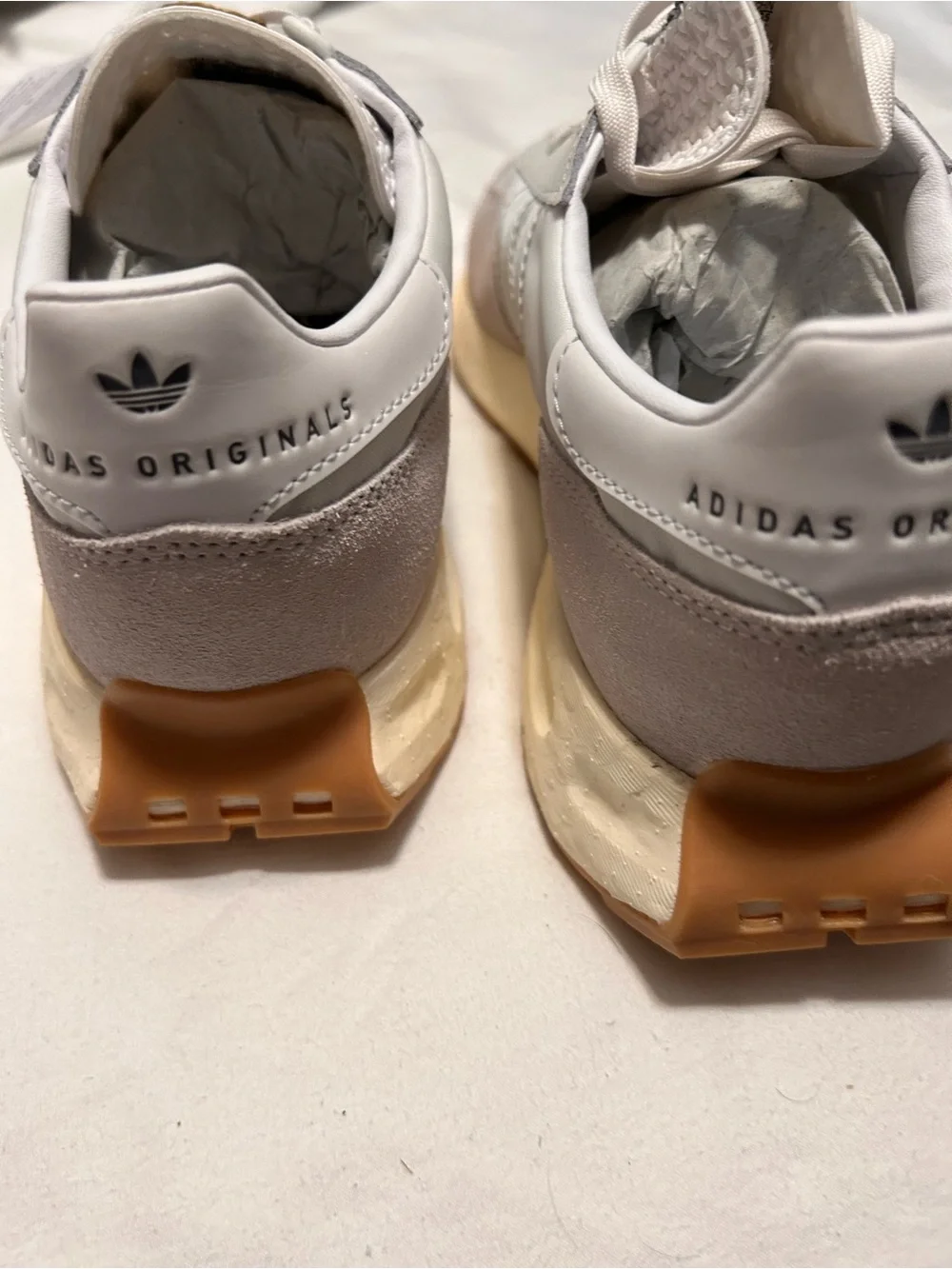 adidas RetroPy E5 White with Tan Accents Men's Athletic Shoes